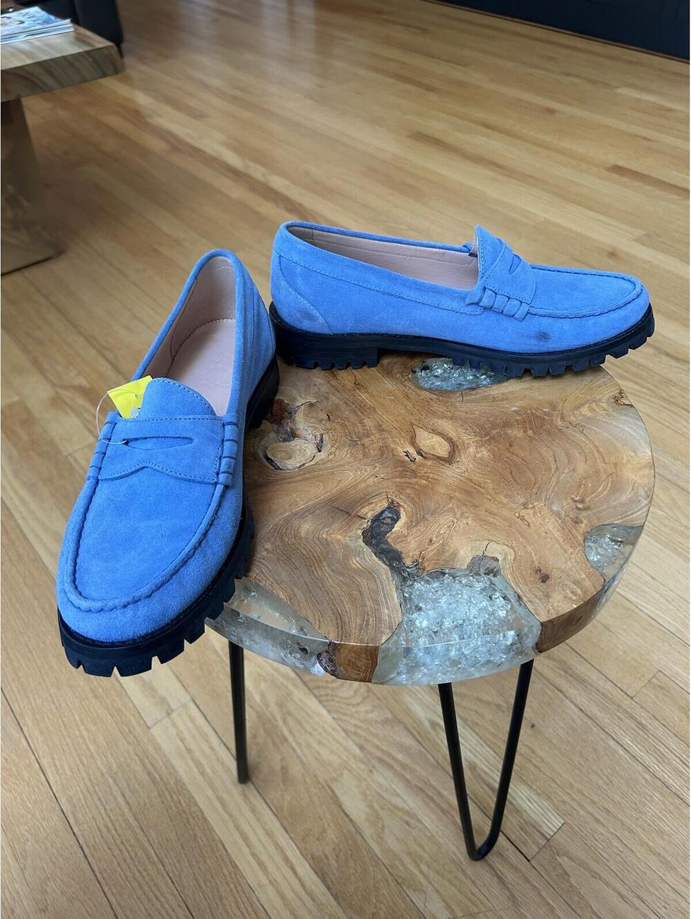J.Crew Winona Blue Suede Lug Sole Loafers Size 8.5